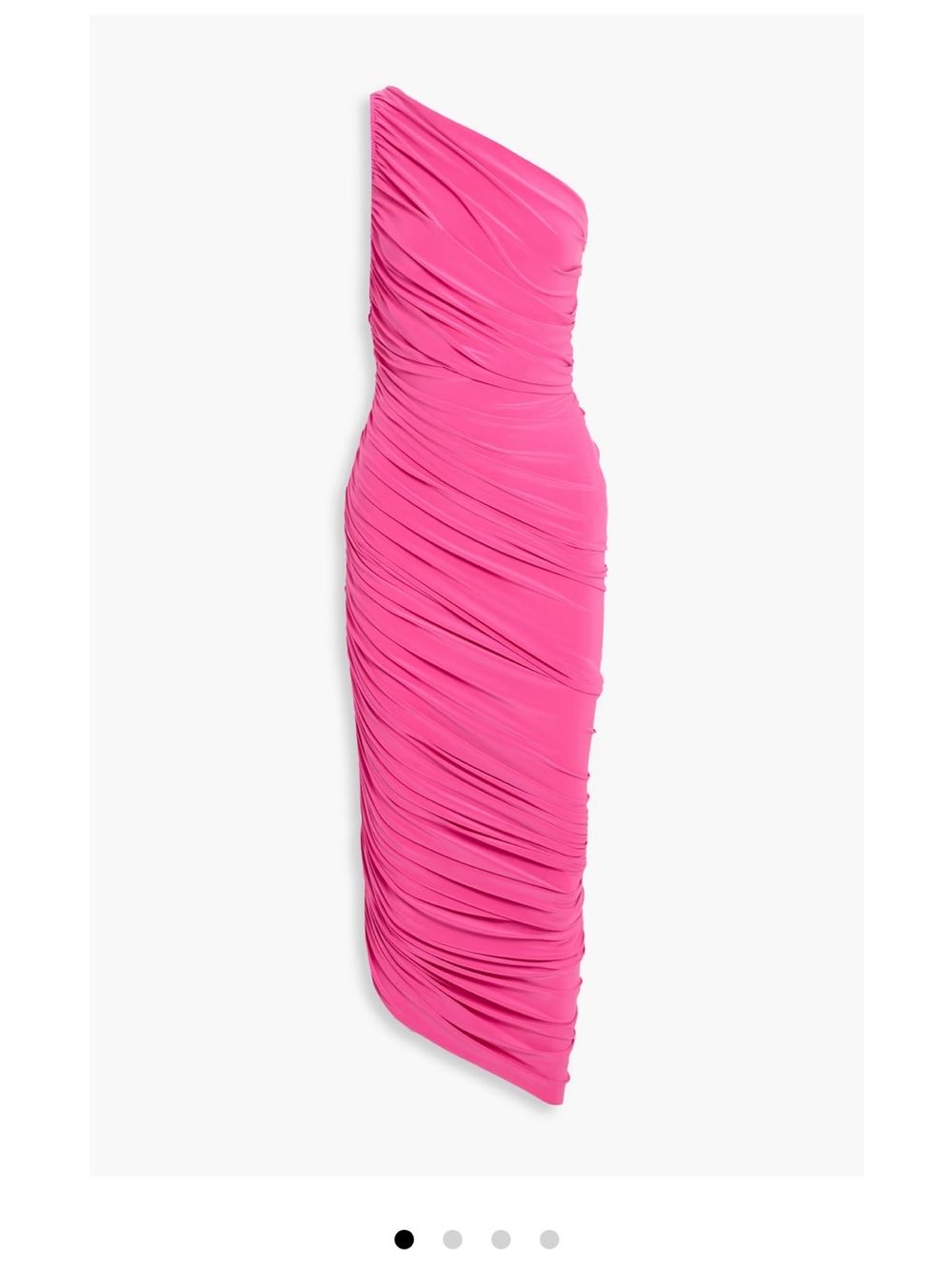 Norma Kamali Diana One-Shoulder Ruched Midi Dress in Pink